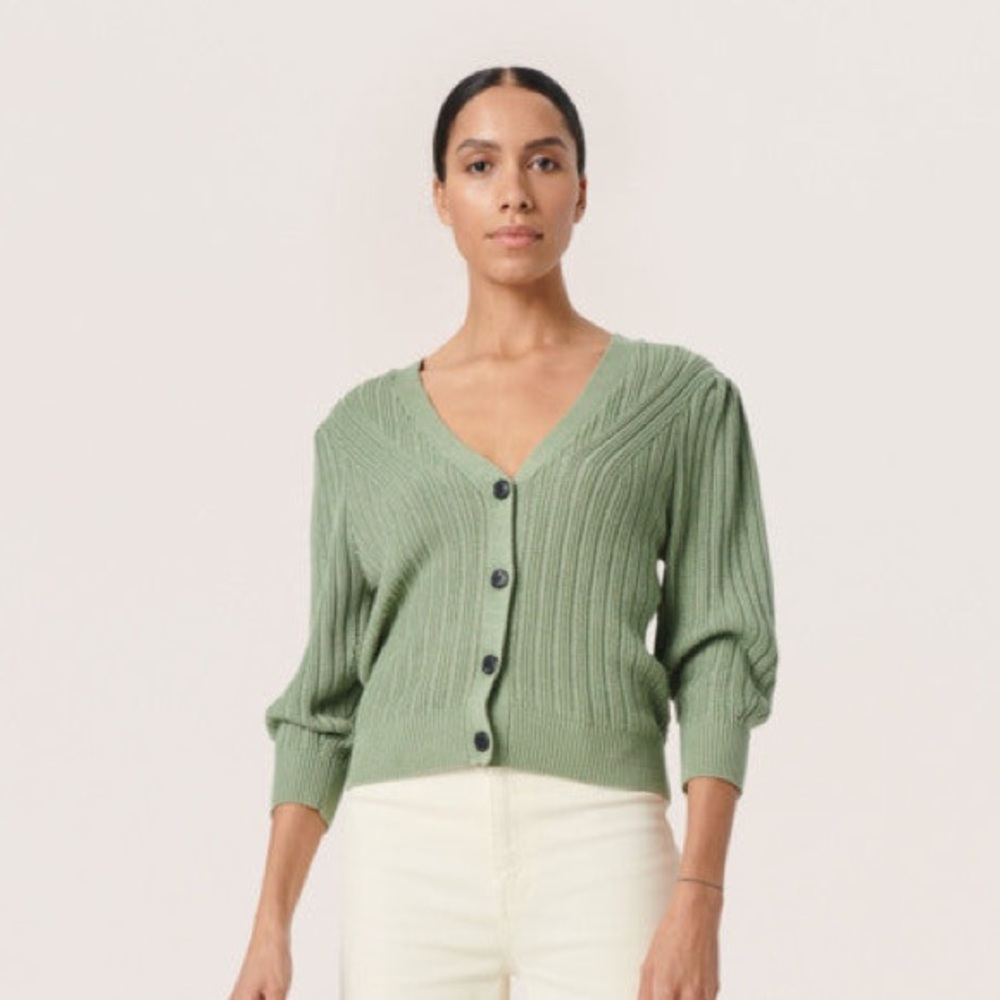 Super cute cardigan over dresses or with jeans. Back detail is a nice touch.